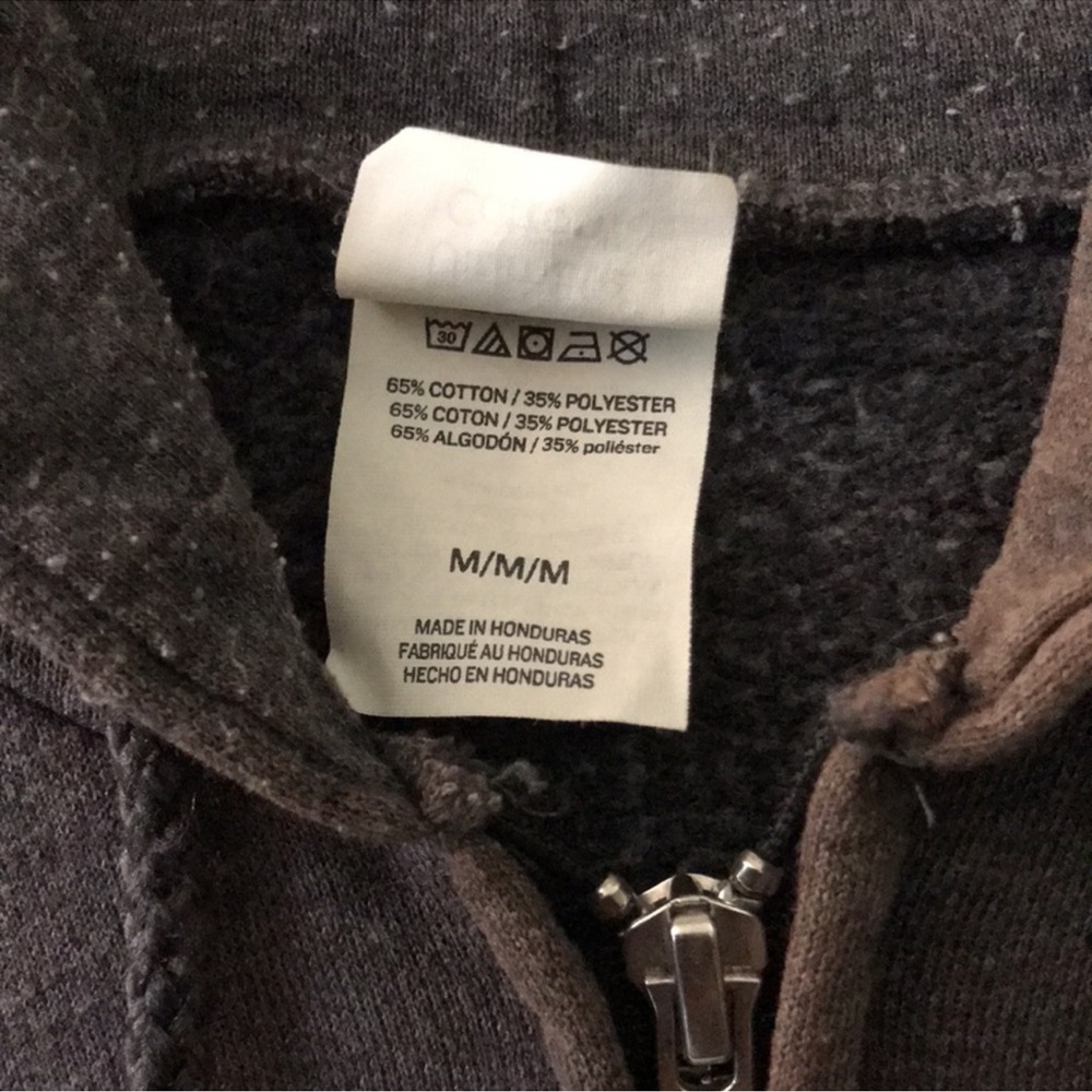 Hanes ultimate cotton grey medium zippered hooded sweatshirt damaged - Picture 5 of 9
